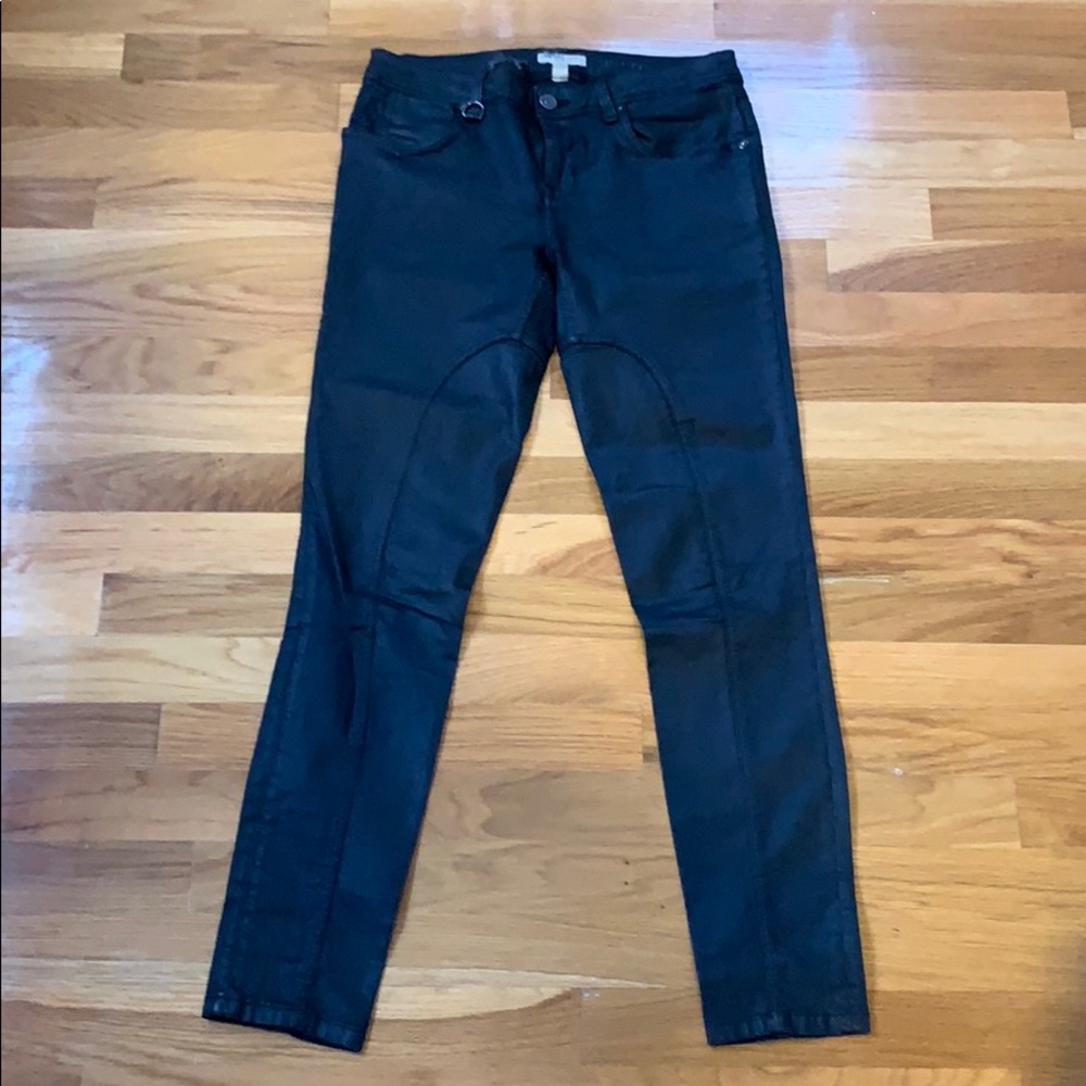 Burberry black waxed denim skinny ankle jeans